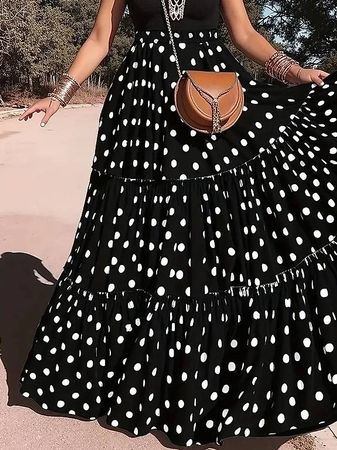 Damen-Plus-Size-Langrock mit Punkte-Print Gr. 50 NEU