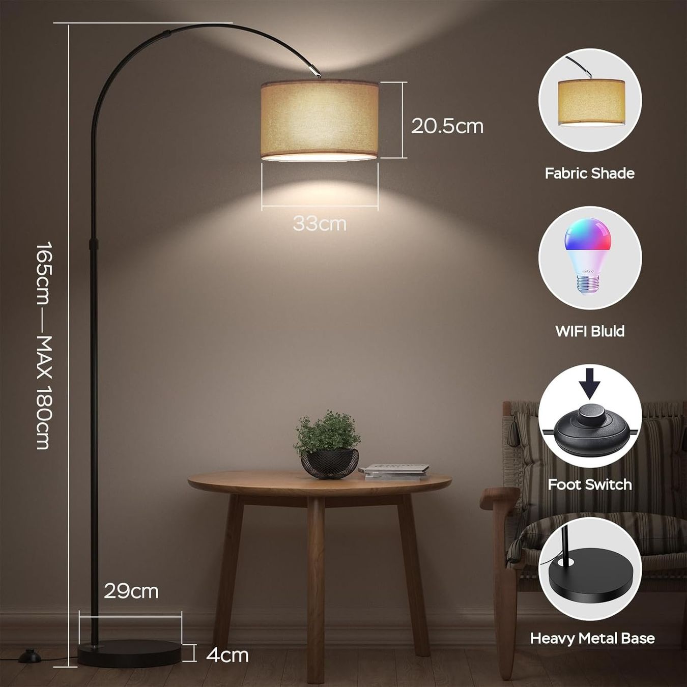Lampade: Bogen Design Stehlampe Warmweiss & RGB 175cm dimmbar E27 9W – Nuovo e nell'imballaggio originale da Hundwil venduto da pak_7zvn 5