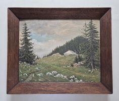Tableau ancien signé Gacond (?) 1937 "métairie" Chasseral