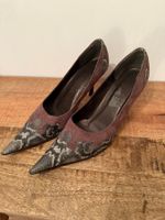 Edle Wildleder Pumps mit Schlangenmuster, Grösse 41