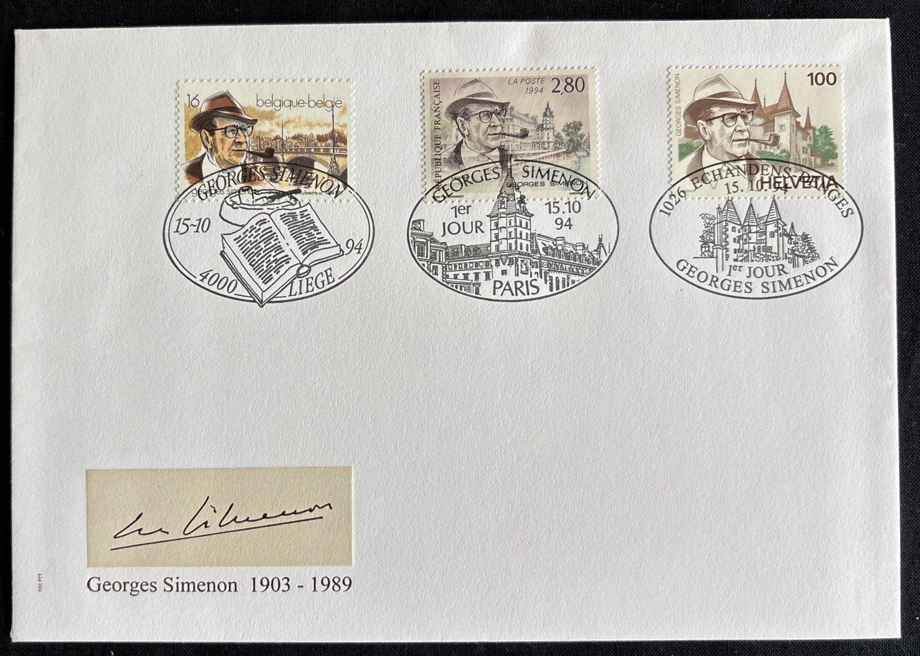 Alle Briefmarken: Ersttagsbrief  1994  - Georges Simenon – Neu und originalverpackt aus Rheinfelden von sabine0101