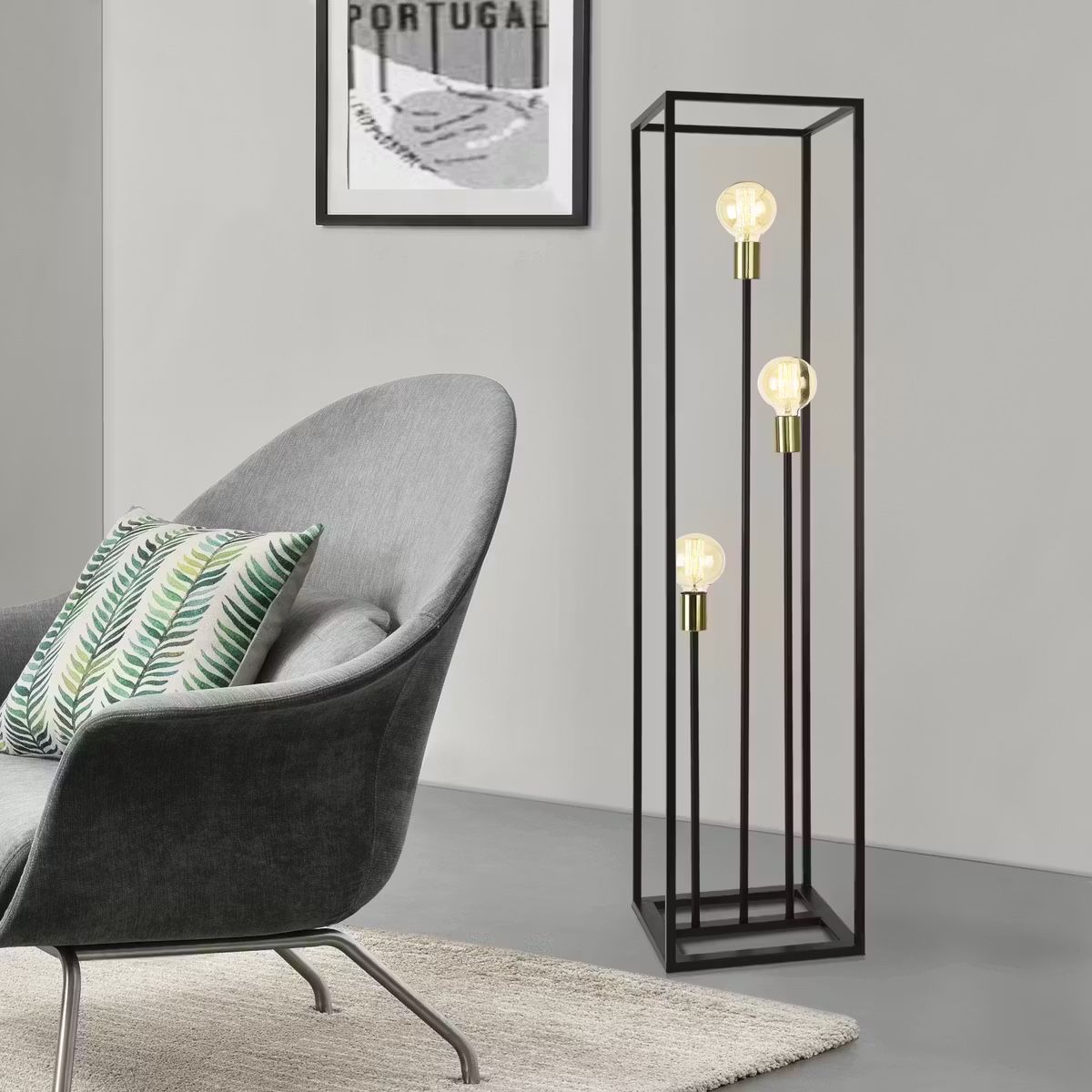 Lampade: Moderne Stehlampe schwarz mit 3 Glühbirnen – Usato da Niederlenz venduto da dil_6k5s 1