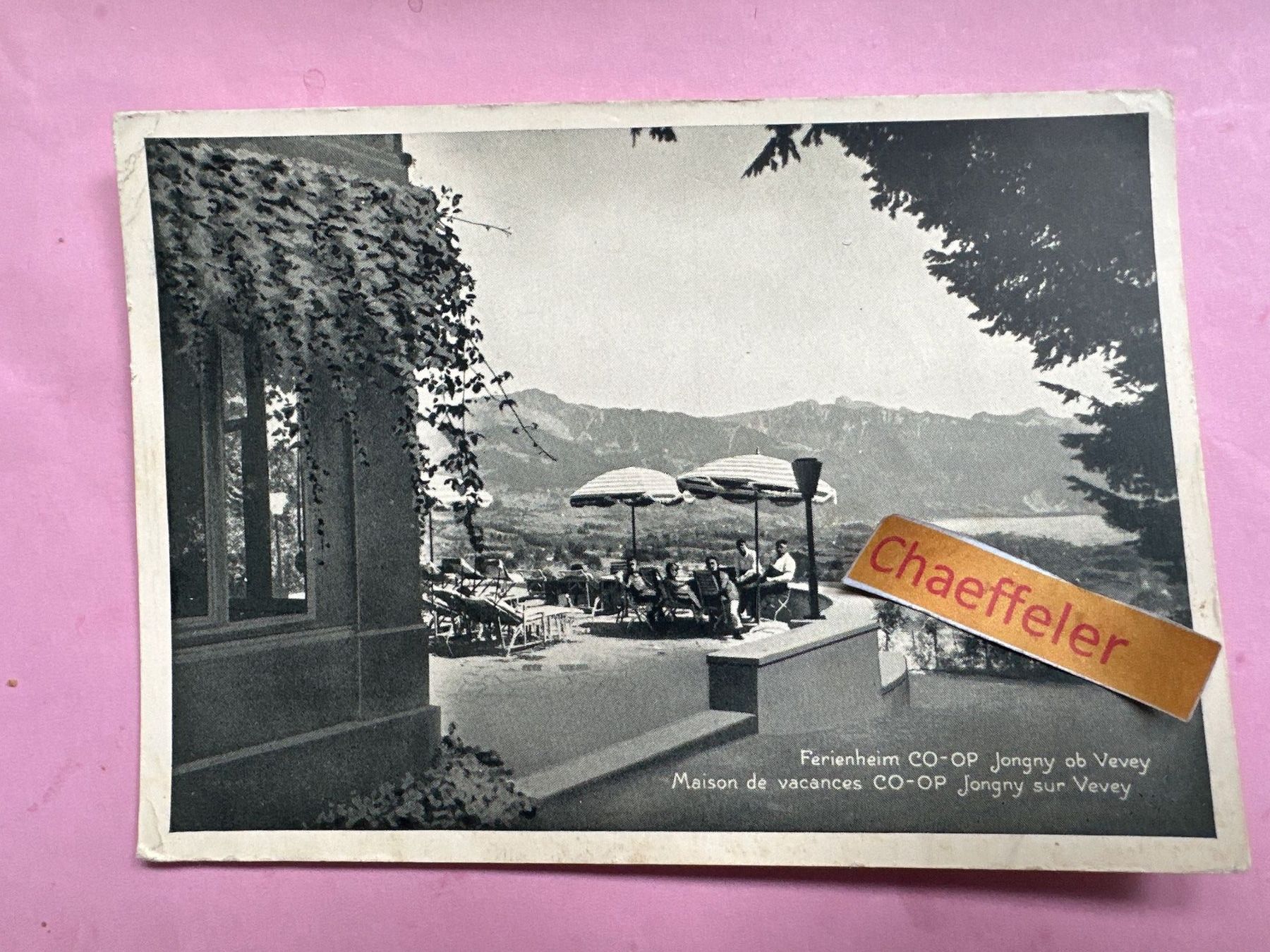 Cartoline postali: Ferienheim co-op Jongny ob Vevey – Usato da Zürich venduto da Chaeffeler