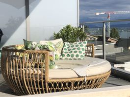 Wunderschönes rundes Loungebett aus Rattan