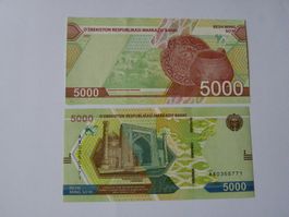 Banknote Usbekistan 5000 Som 2021 unzirkuliert neuwertig
