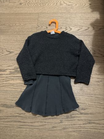 Girls Dress and Sweater Set in Dark Grey Used Condition