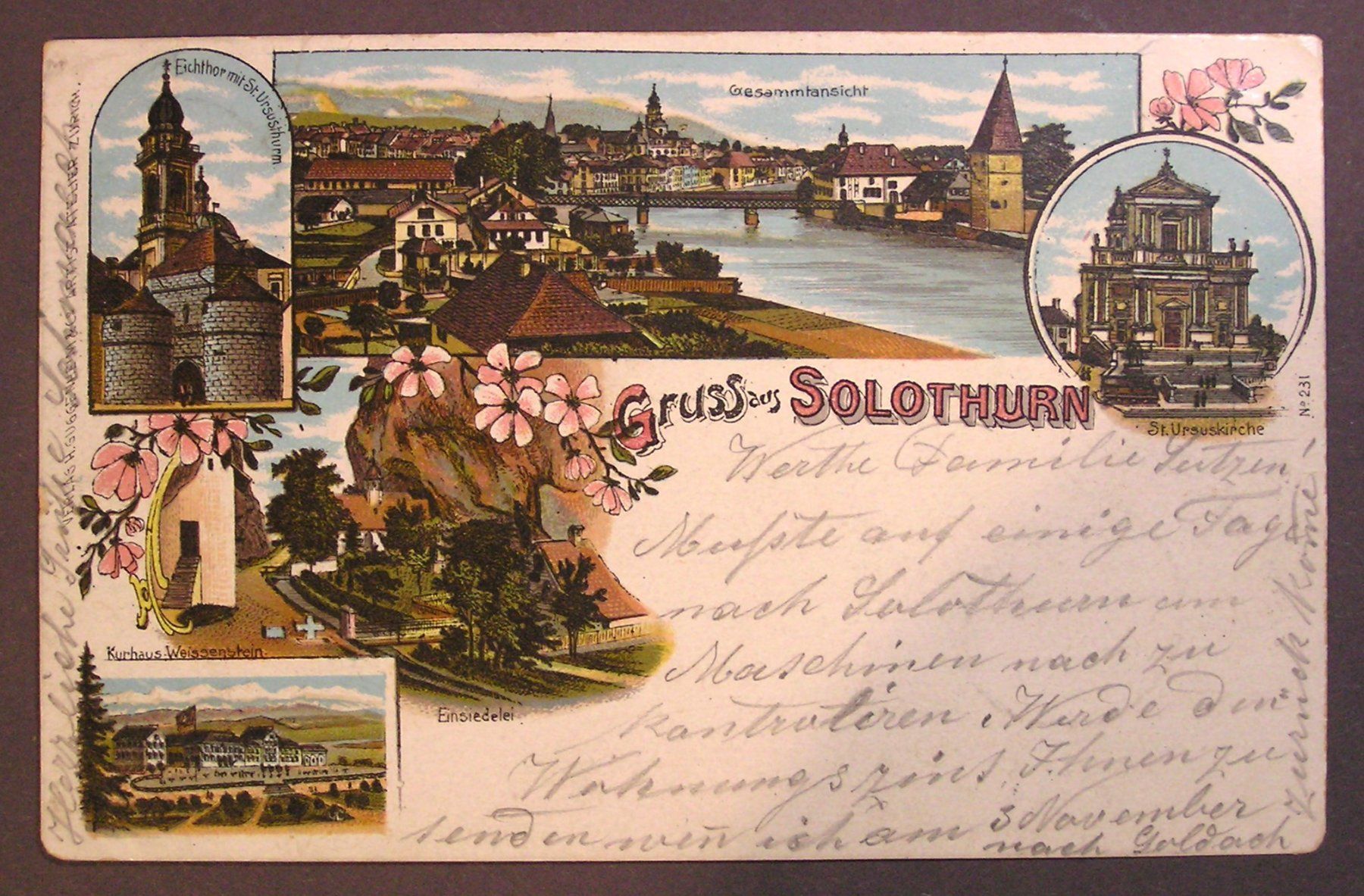 Cartoline postali: 5 Bild Litho Gruss aus Solothurn – Usato da Grenchen venduto da Antique-hunter