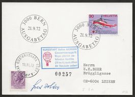 Ballon "MÜRREN" Schweiz 1972 Italien Luftpost REGA