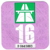 Vignette 2016, gebrauchte Autobahnvignette 16
