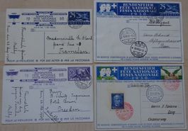 4 Bundesfeierkarten/Flugpostkarten