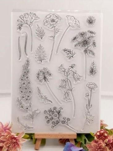 Timbri: Silikonstempel Nr.564, Blumen und Blätter – Nuovo e nell'imballaggio originale da Gretzenbach venduto da Fliegepilz56