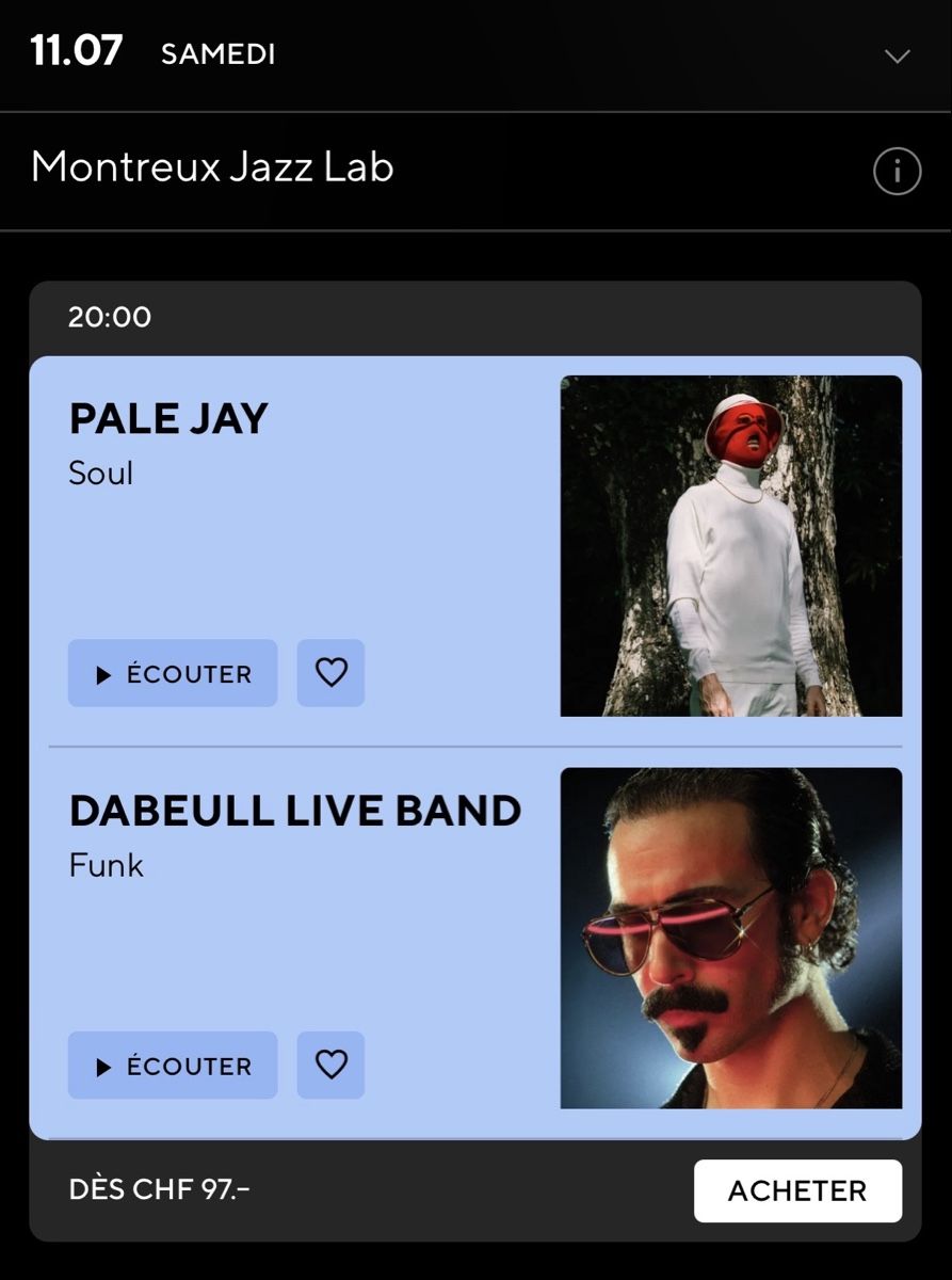 Billets: DABEULL MJF 2026 - 2 tickets 11.07 – Neuf (Voir description) à Ecublens VD par emi_1975