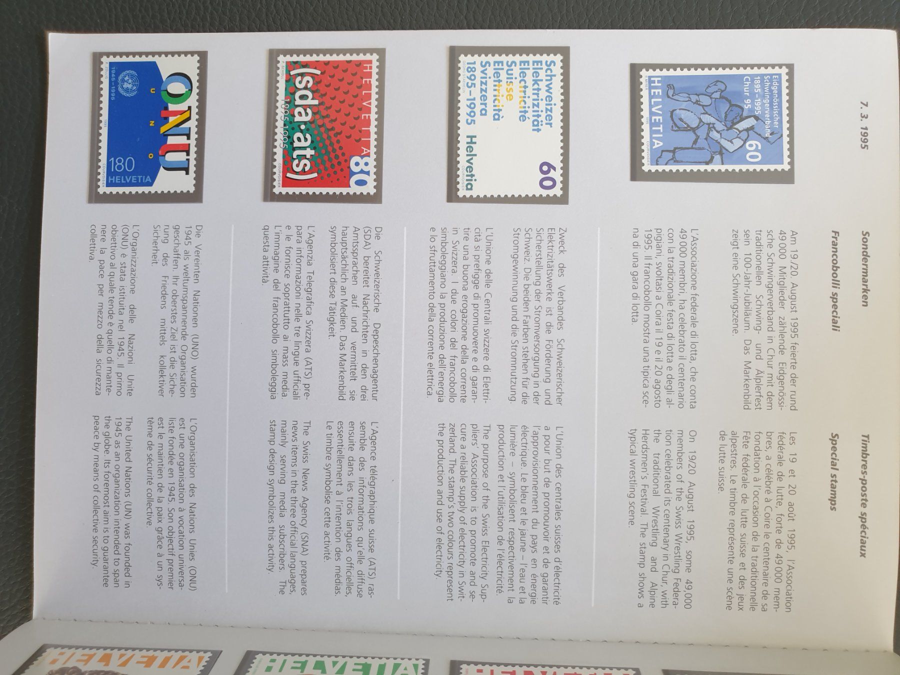 Tutti i francobolli: Jahresbuch CH Briefmarken 1995  postfrisch Top – Nuovo (secondo la descrizione) da Frauenfeld venduto da Kasico 2