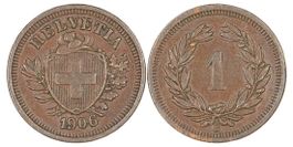 1 Rappen von 1906 (sehr schön bis vorzüglich)