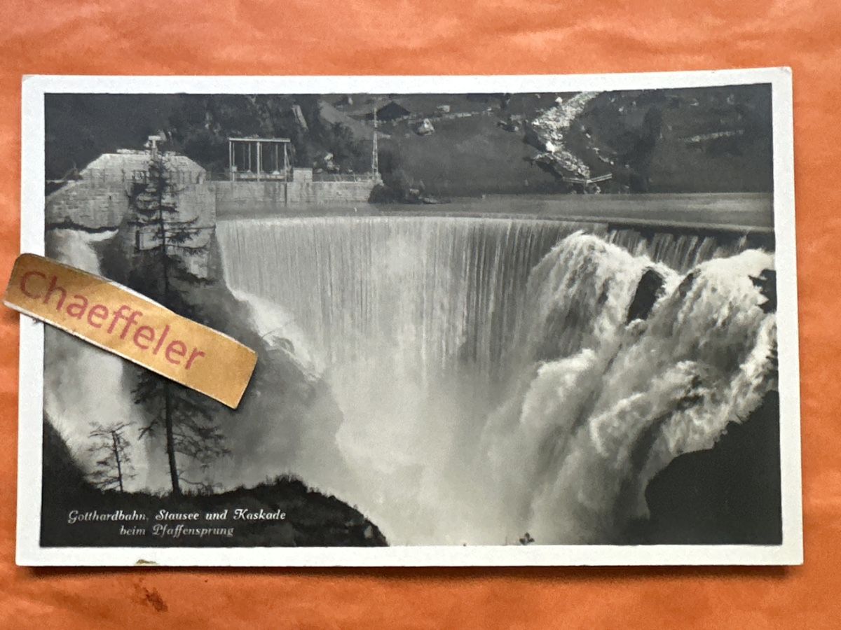 Cartoline postali: Alte Gotthardbahn-Postkarte Stausee & Kaskade Pfaffensprung – Usato da Zürich venduto da Chaeffeler