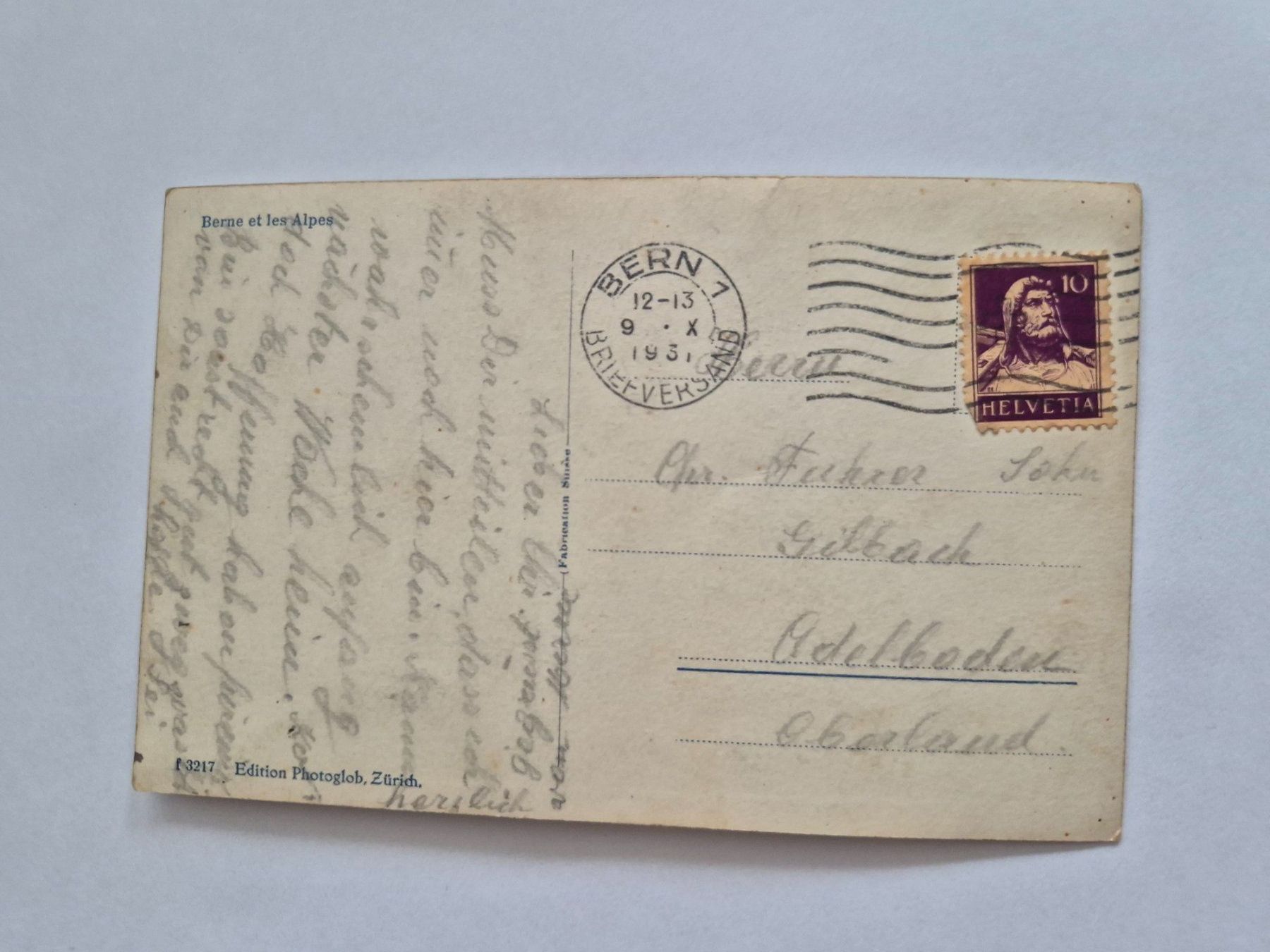 Cartoline postali: Ansichtskarte Bern mit den Alpen, gestempelt – Usato da Langendorf venduto da zvonu161 1