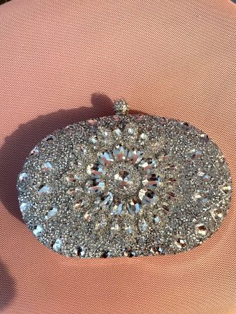 Abendtasche Clutch Steinchen mit Kette