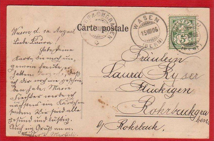 Cartoline postali: WASEN, LICHTDRUCK 1906 – Usato da Grüningen venduto da Kartenlaube 1