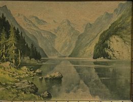 Bergsee mit Spiegelung, signiert, gerahmt, Rarität!