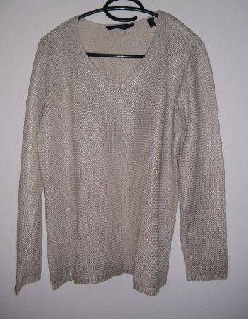 Garn-Strick-Pullover, Hellbeige mit Glanz, Gr. 44/46 *woman*