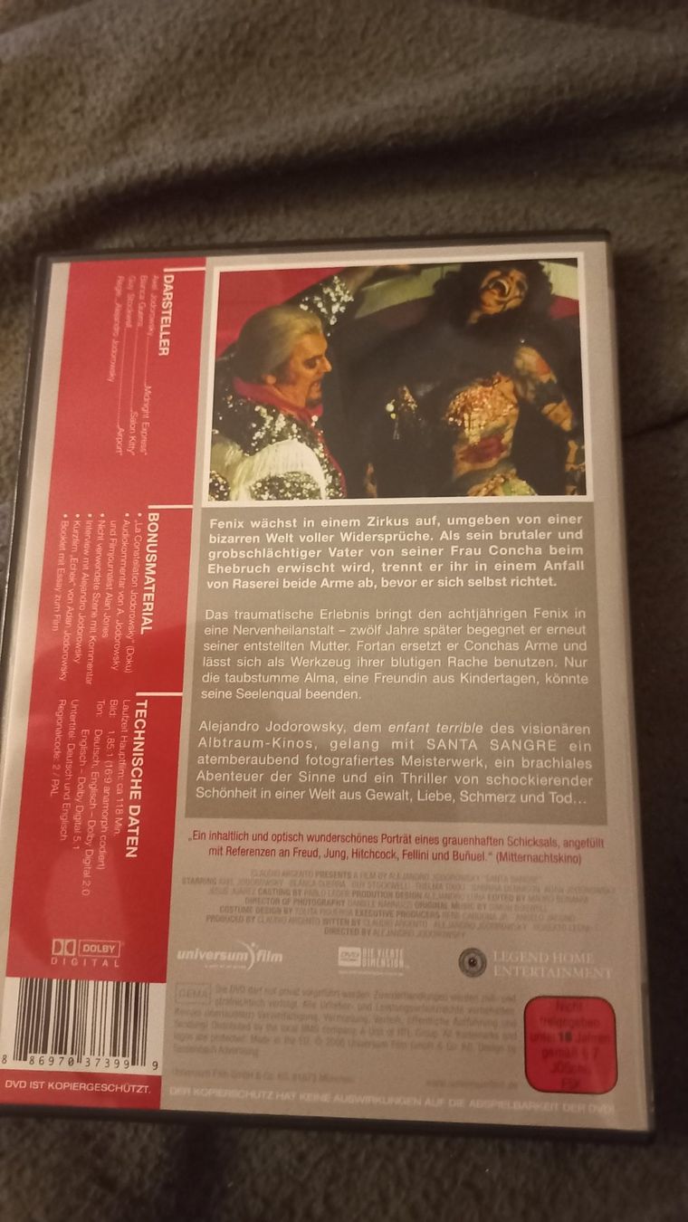 Alle DVDs: Santa Sangre DVD Kino Kontrovers – Gebraucht aus Olten von Donatello1984 1