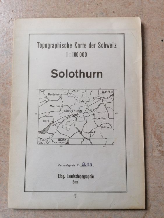 Topographische Karte Der Schweiz 1: 100'000 Solothurn 1951 | Kaufen Auf ...