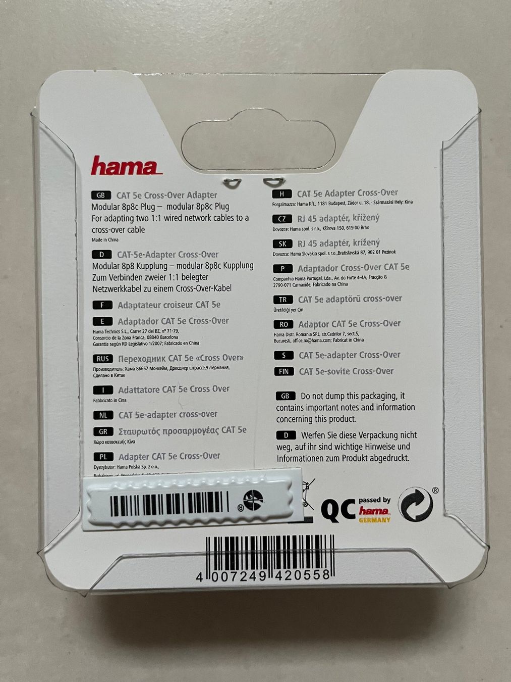 Unità & Adattatore: hama - CAT 5e Adapter Cross Over / Kupplung – Nuovo e nell'imballaggio originale da Zürich venduto da Nostalgia 1
