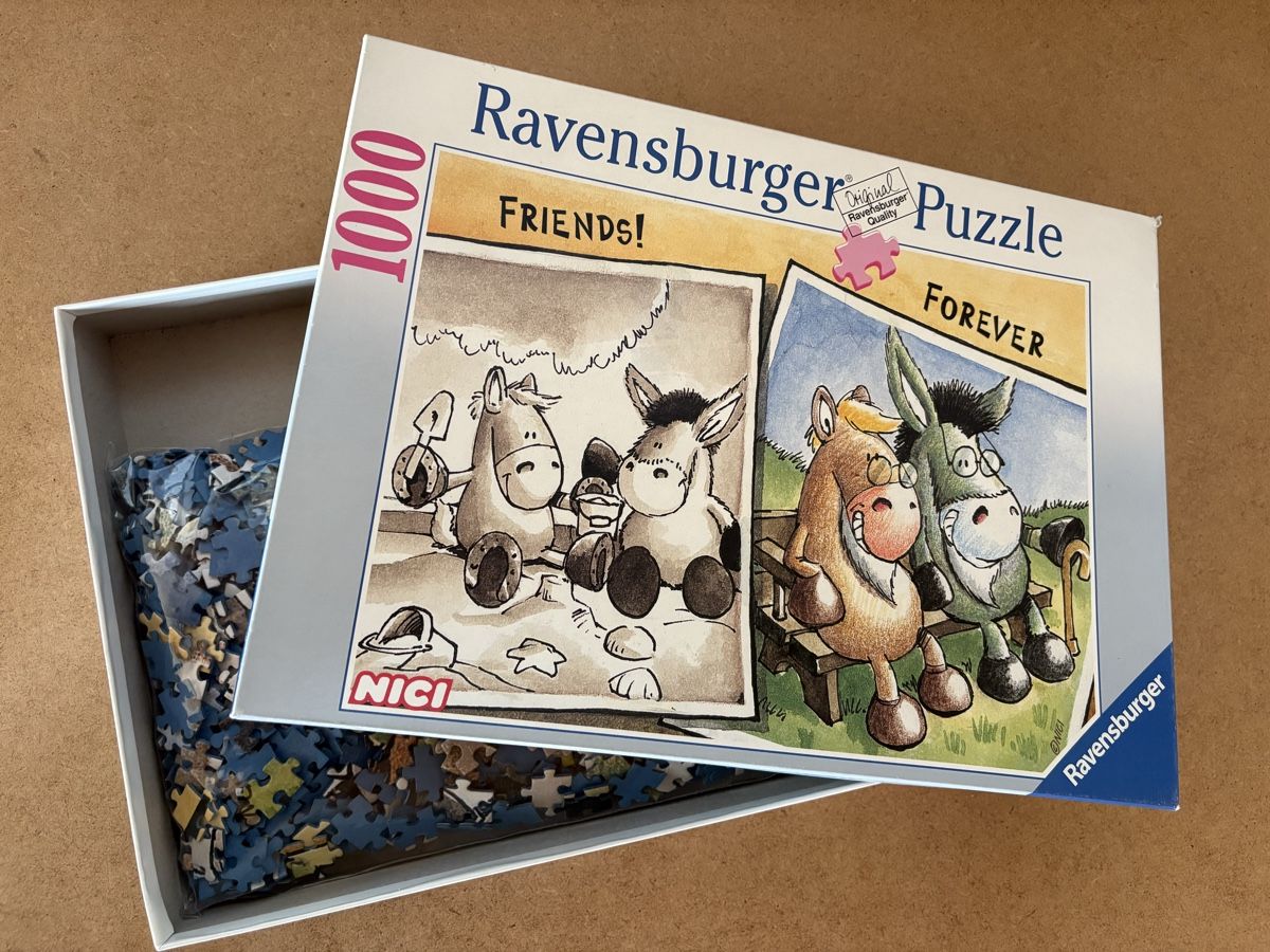 Ravensburger Puzzle: Puzzle 1000 Friends Forever / Esel & Pferd – Usato da Rümlang venduto da euqinom16 1