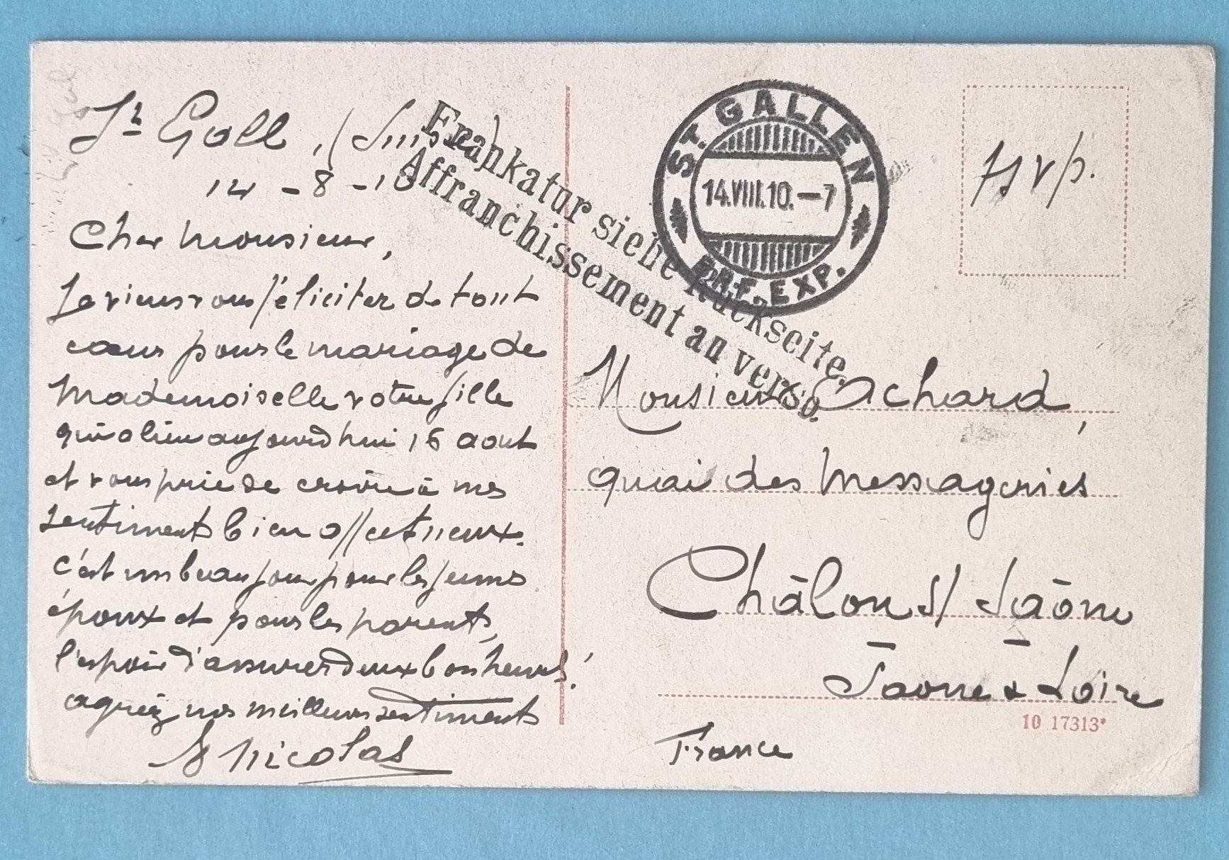 Ansichtskarten: St. Gallen - Hechtplatz - Strassenbahn - Tram -1910 – Gebraucht aus Rothrist von RROENK 1