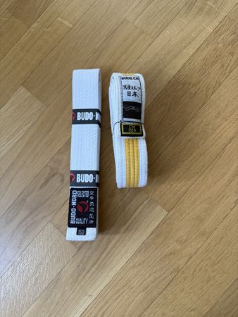 2x Judo Karate Taekwondo Gürtel Weiss Weiss-Gelb