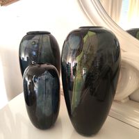 3 vases en verre soufflé de l'artiste français Cl. Monod