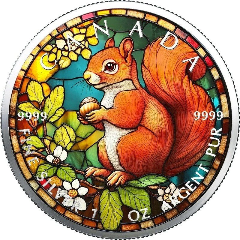 Alle Münzen: Maple Leaf 2025  Farbiger Round Stained Glass Squirrel 1 oz. – Neu (gemäss Beschreibung) aus Wetzikon ZH von Nicki6