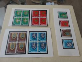 Pro Juventute  Set 1972  4 mal 4 er Blöcke + 4 Einzelmarken