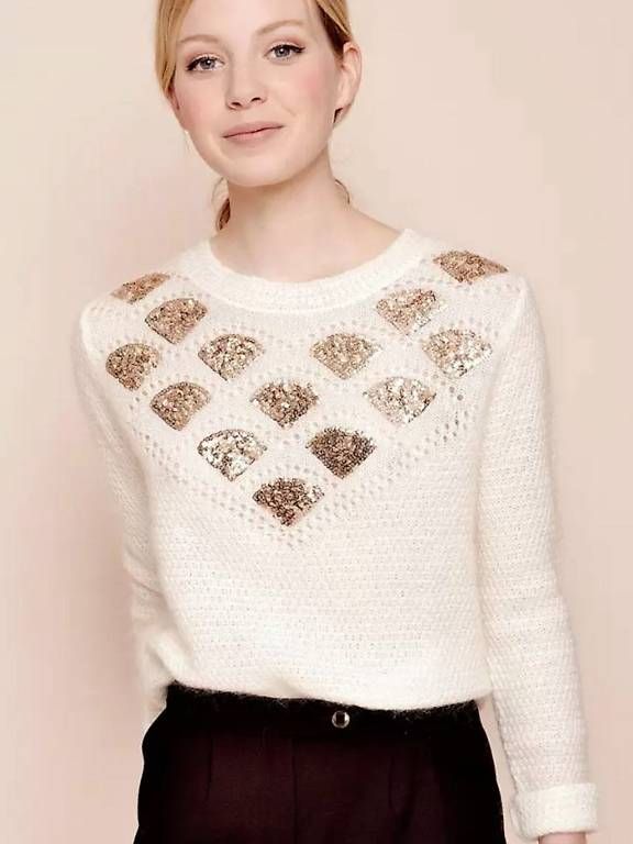 Maglioni & Felpe: Pull blanc doré maille en laine Des petits hauts – Usato da Lausanne venduto da kit_7j6s 1