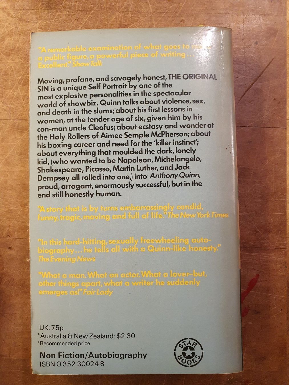 Libri: The Original Sin - Anthony Quinn – Usato da Zürich venduto da loosebone 7