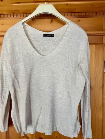 LEICHTER ZARA DAMEN PULLOVER - BEIGE - GRÖSSE M