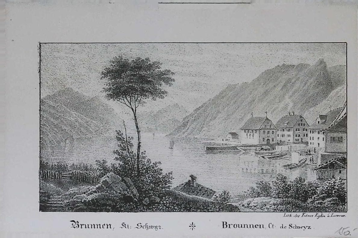 Incisioni: Brunnen Lithographie von Egli 1837 – Usato da Rafz venduto da Helvet32