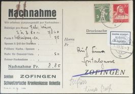 Schweiz Nachnahme Zofingen 1934 - Annahme verweigert