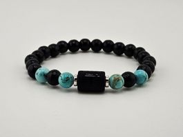 Herrenarmband Sternzeichen Skorpion Türkis und Holz-Perlen
