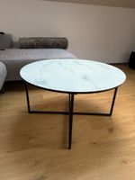 Runder Couchtisch Marmoroptik Gestell Schwarz 