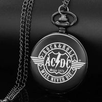 AC/DC Taschenuhr Quarz mit Kette, Sammlerstueck ⏱️