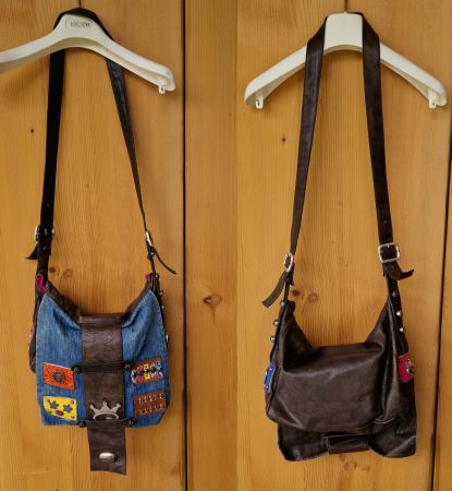 Vintage Tasche Save the Queen Boho Leder/Jeans-TOP Hingucker