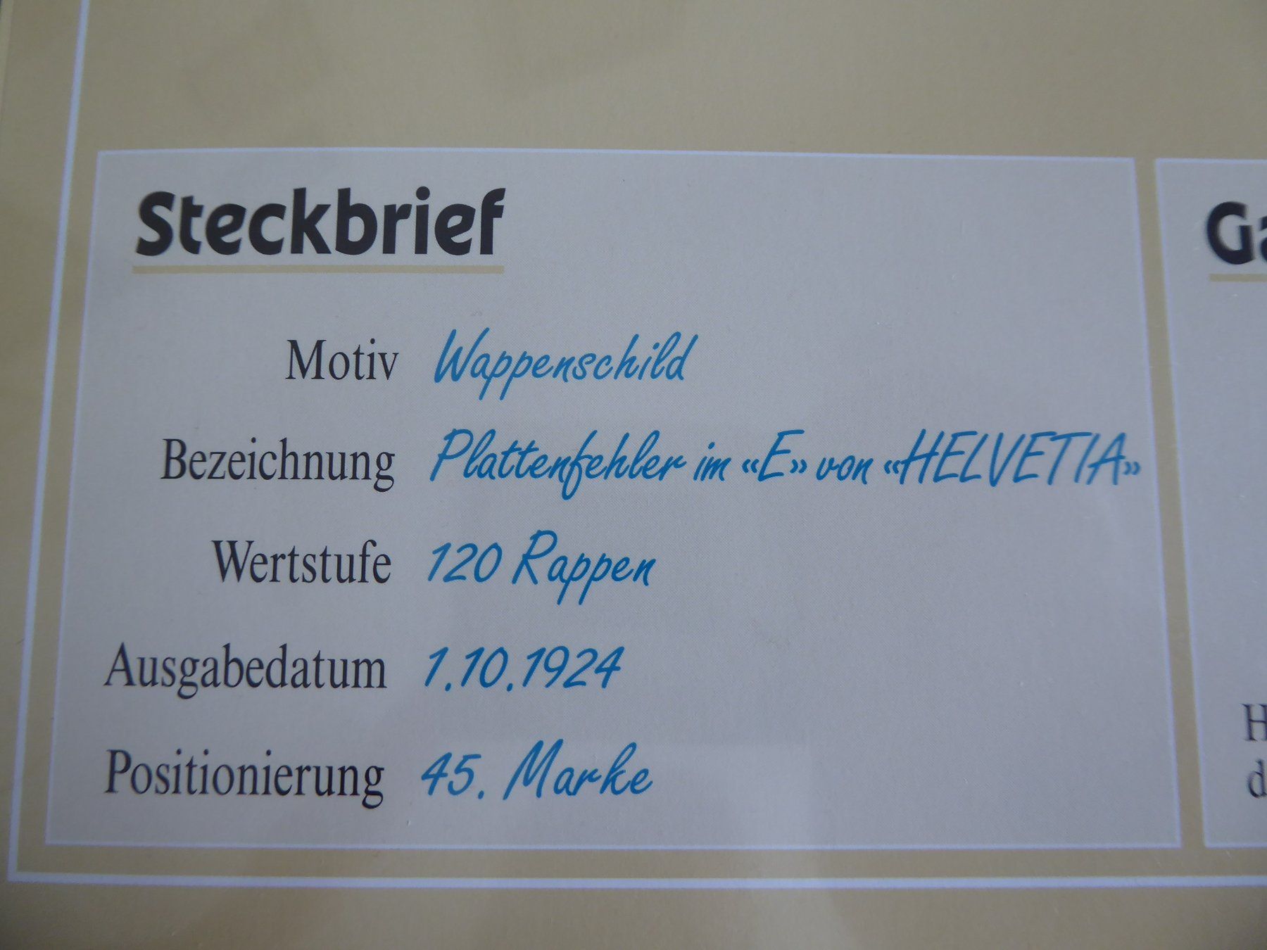 Tous les timbres: § SCHWEIZER ABARTEN    Plattenfehler im E – D'occasion à Rothrist par swisstools 1
