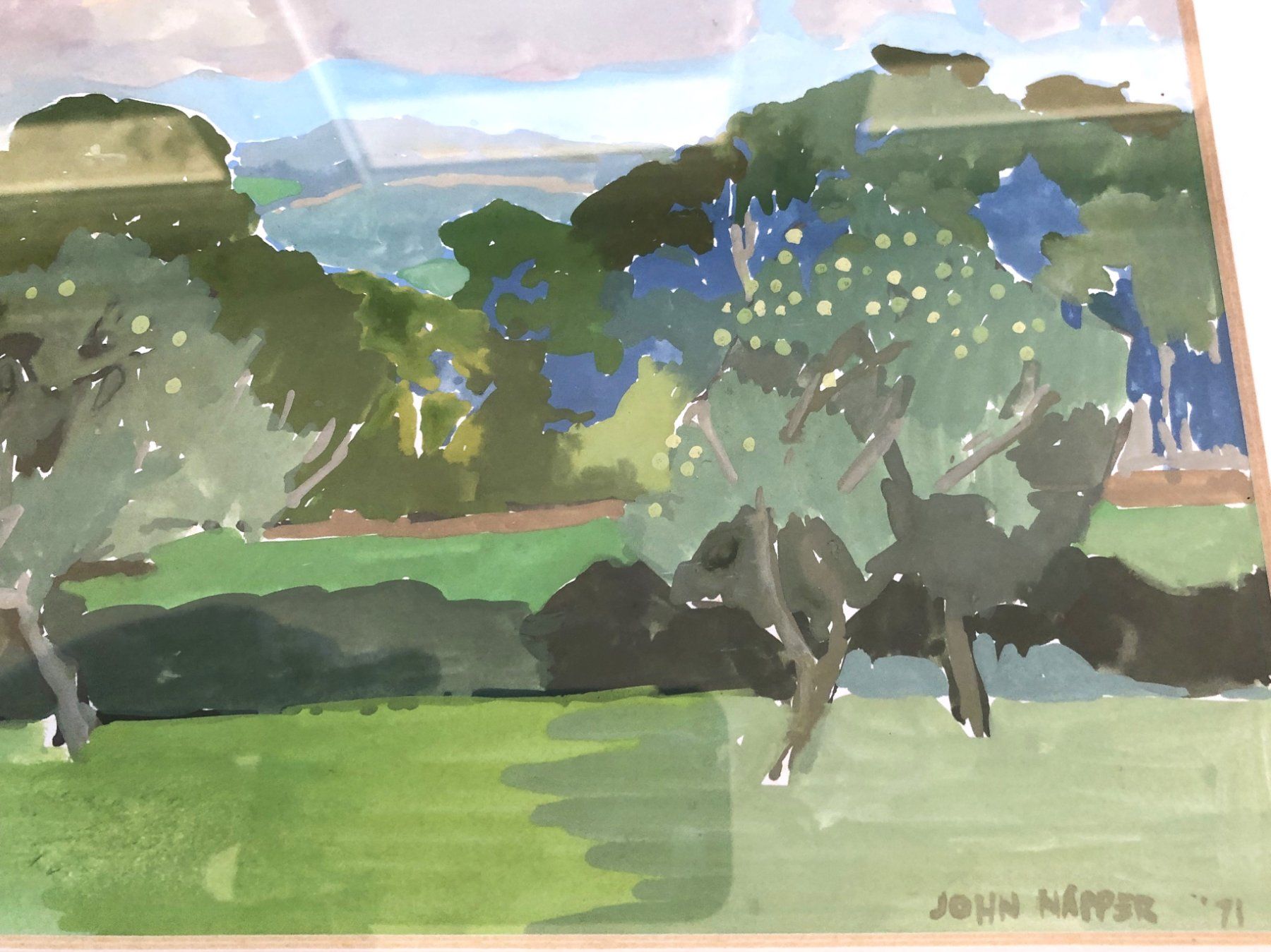Dipinti: John Napper (1916-2001) - Gouache - "Brown Clee Hill" – Usato da Schaffhausen venduto da durruti 3