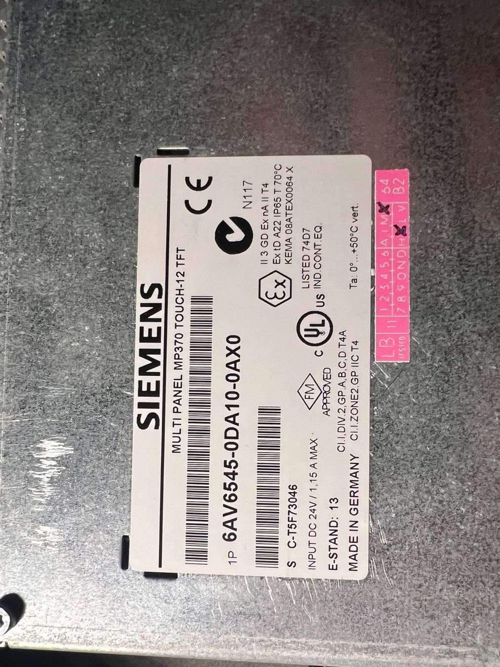 Siemens Componenti elettronici: Siemens MP370 TOUCH-12 TFT – Usato da Hellbühl venduto da Choeuchme 3