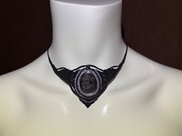 Handgemachte Makramee Kette / Collier mit Hypersthen