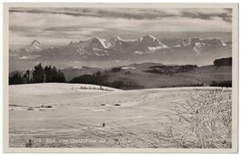 Blick vom Gurtenkulm, Skipiste, Skispuren, gelaufen 1947