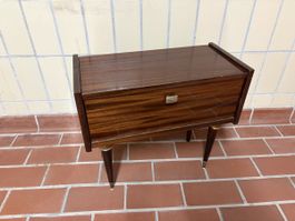 Nachttisch Beistelltisch Holz mit Klappe Vintage