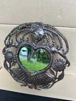 Miroir artisanal en métal,  original signé Libernier