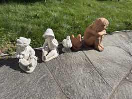 Gartendekoration Set aus Stein und Ton